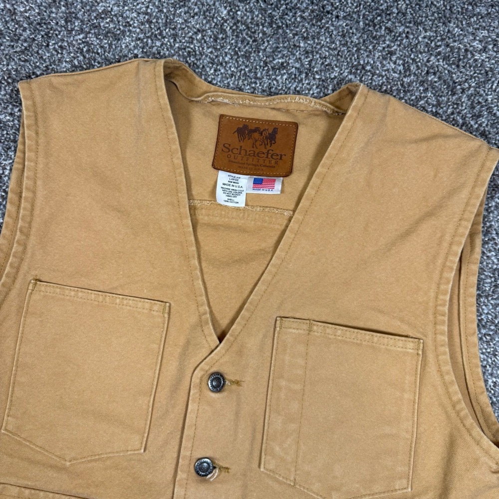 Schaefer Outfitter Mens Style 315 Tan Duck Canvas Western Ranch Vest Large USA